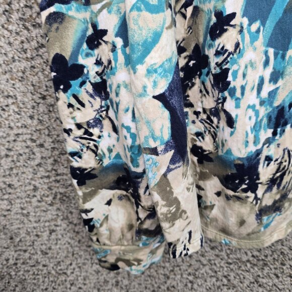 Chicos Weekends Top Womens 2 US Large Blue Terry Cloth V Neck Knit Casual Ladies - Picture 3 of 7